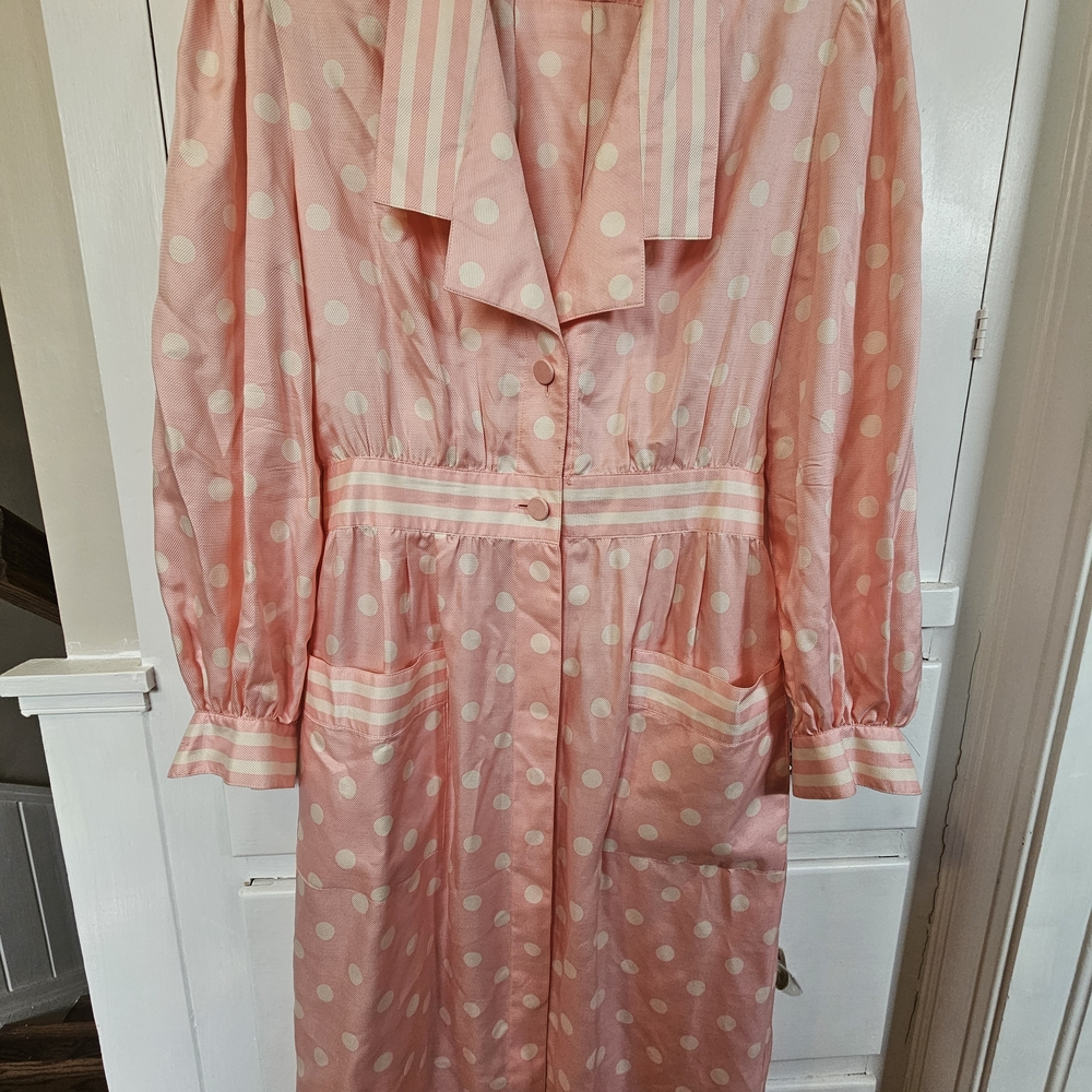Vintage Adele Simpson Pink Polka Dot Dress